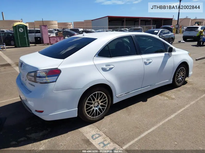 2010 Lexus Hs 250H Premium VIN: JTHBB1BA1A2002844 Lot: 45615220