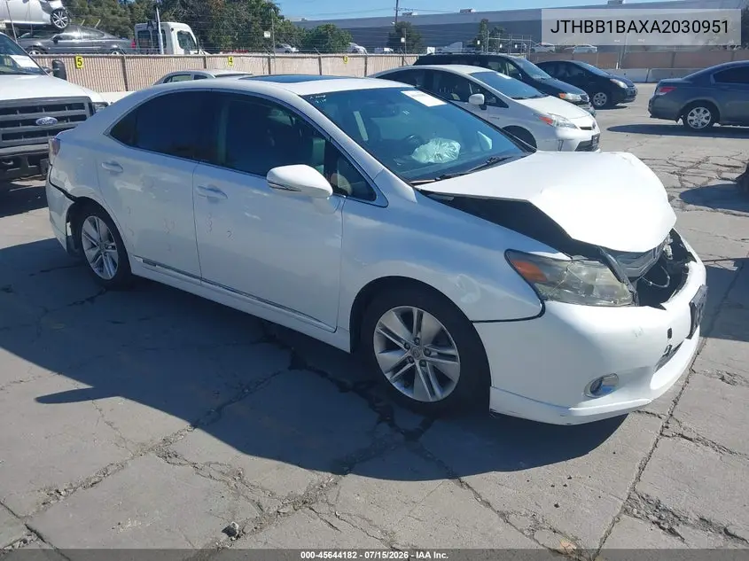2010 Lexus Hs 250H VIN: JTHBB1BAXA2030951 Lot: 45644182