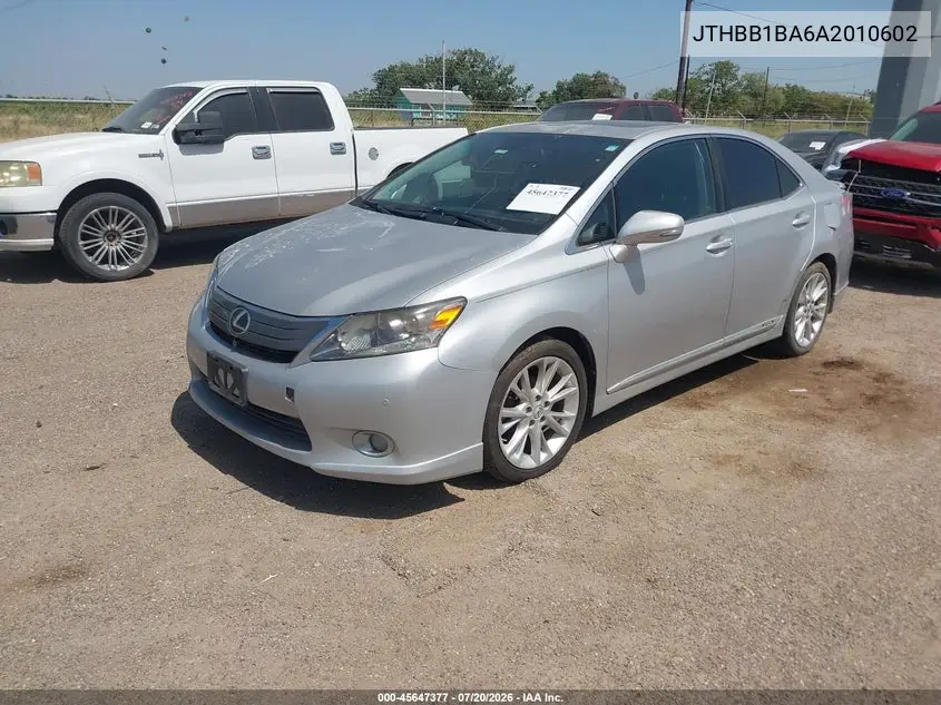 2010 Lexus Hs 250H Premium VIN: JTHBB1BA6A2010602 Lot: 45647377