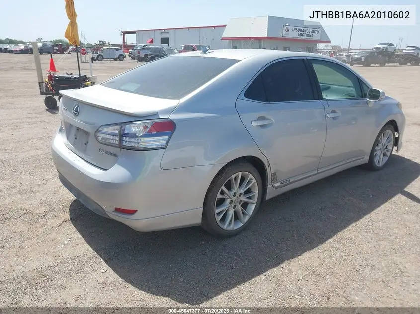 2010 Lexus Hs 250H Premium VIN: JTHBB1BA6A2010602 Lot: 45647377