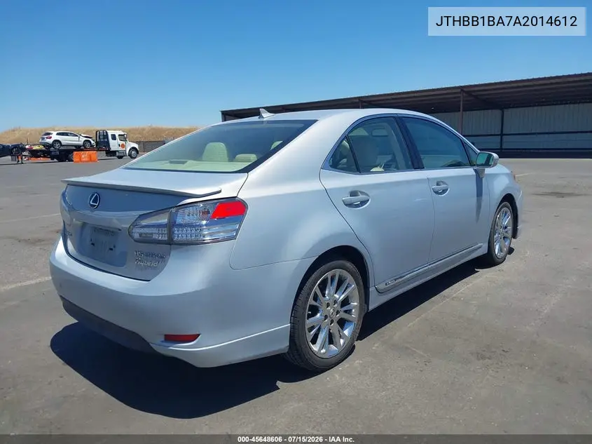 2010 Lexus Hs 250H Premium VIN: JTHBB1BA7A2014612 Lot: 45648606