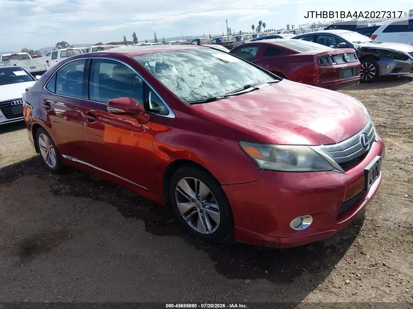 2010 Lexus Hs 250H VIN: JTHBB1BA4A2027317 Lot: 45688690