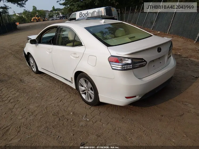 2011 Lexus Hs 250H VIN: JTHBB1BA4B2043969 Lot: 45615191