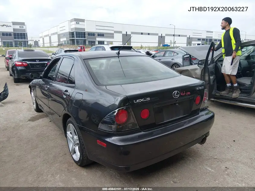 2002 Lexus Is 300 VIN: JTHBD192X20063227 Lot: 45643101