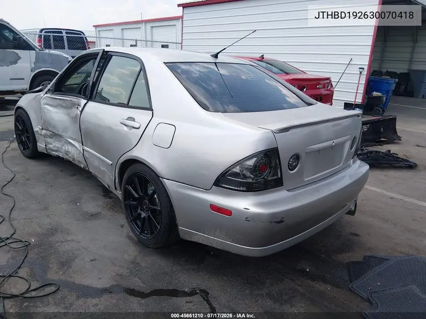 2003 Lexus Is 300 Base W/5-Speed Manual VIN: JTHBD192630070418 Lot: 45661210