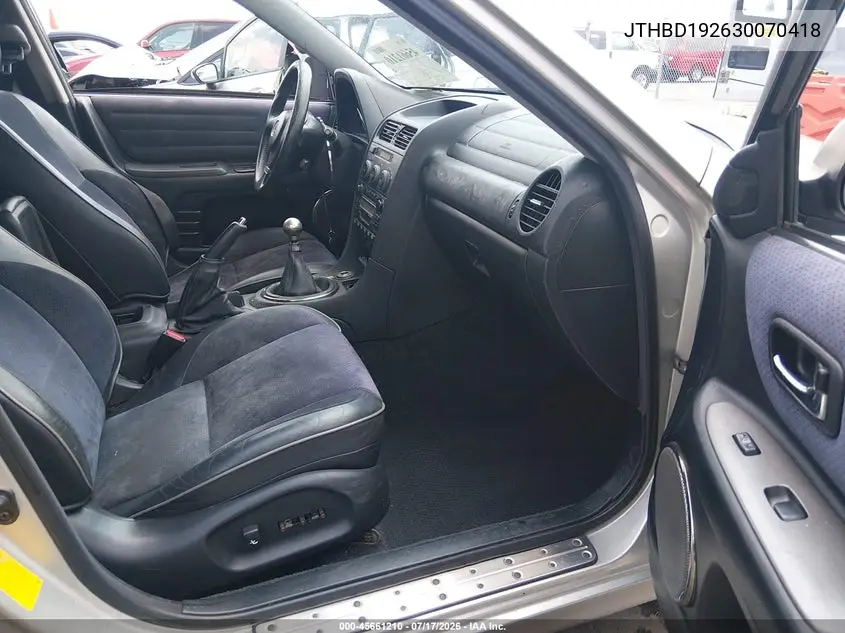 2003 Lexus Is 300 Base W/5-Speed Manual VIN: JTHBD192630070418 Lot: 45661210