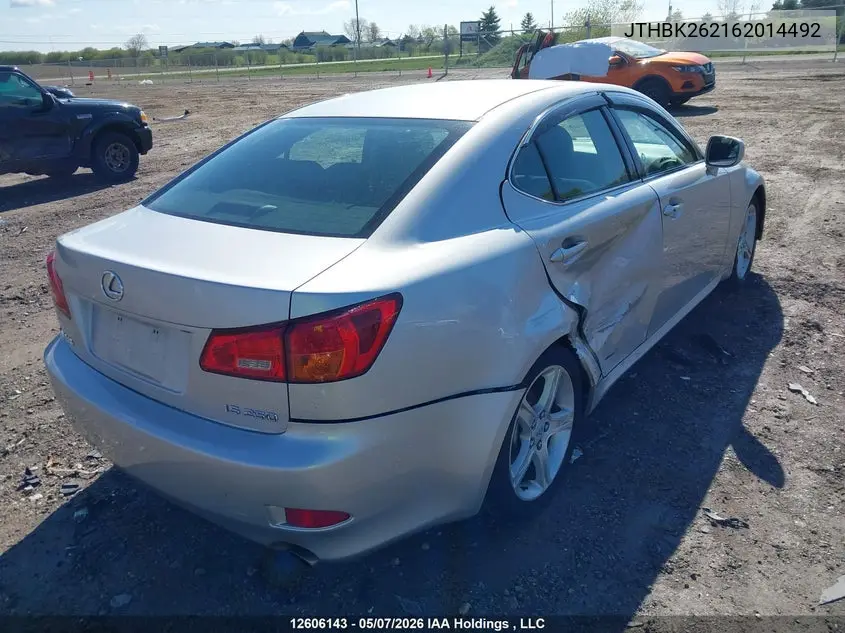 JTHBK262162014492 2006 Lexus Is 250