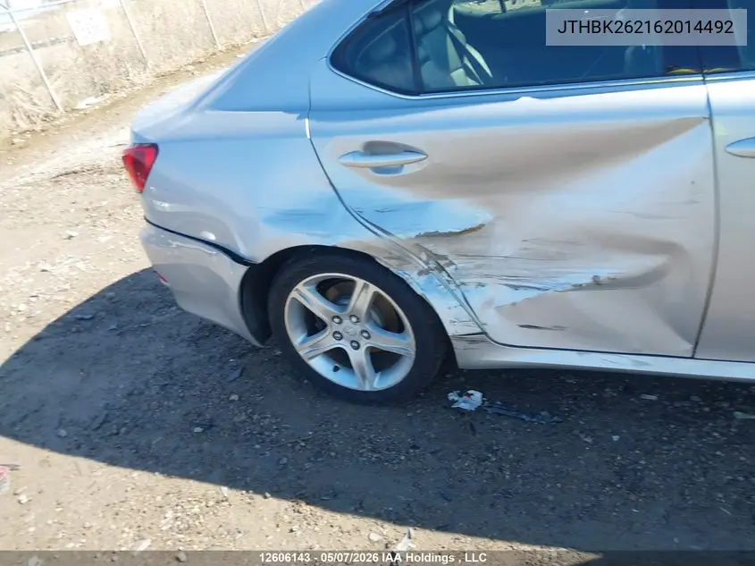 JTHBK262162014492 2006 Lexus Is 250