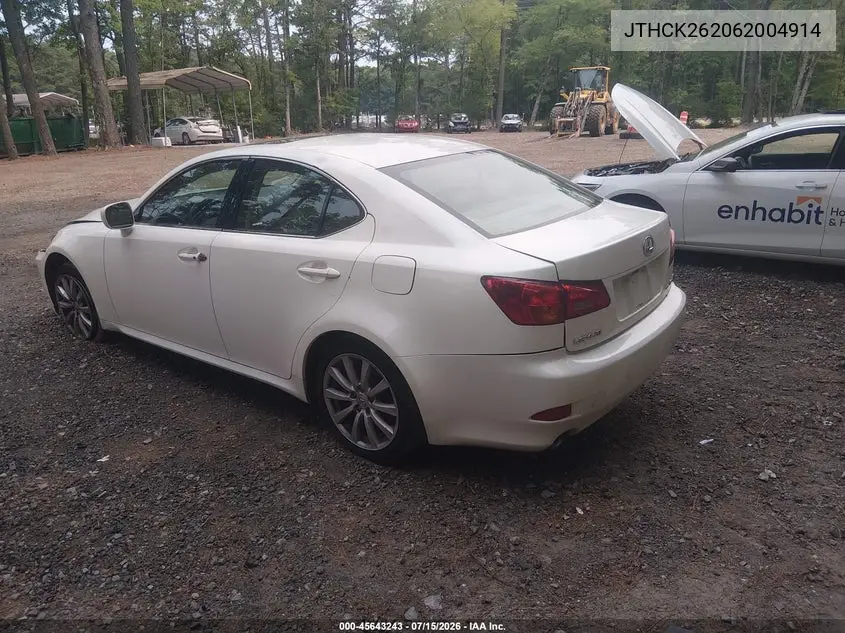 2006 Lexus Is 250 VIN: JTHCK262062004914 Lot: 45643243