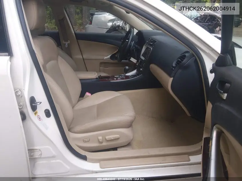 2006 Lexus Is 250 VIN: JTHCK262062004914 Lot: 45643243