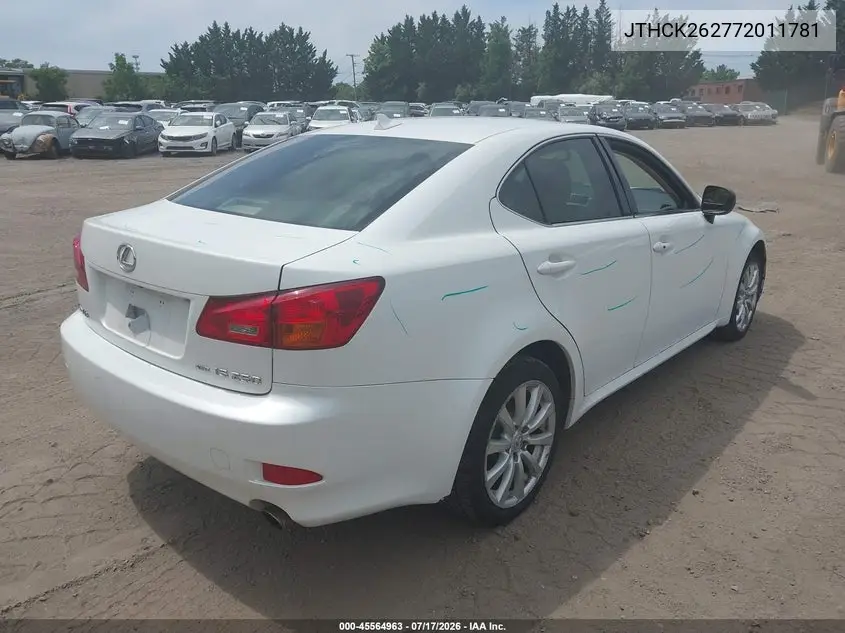2007 Lexus Is 250 VIN: JTHCK262772011781 Lot: 45564963