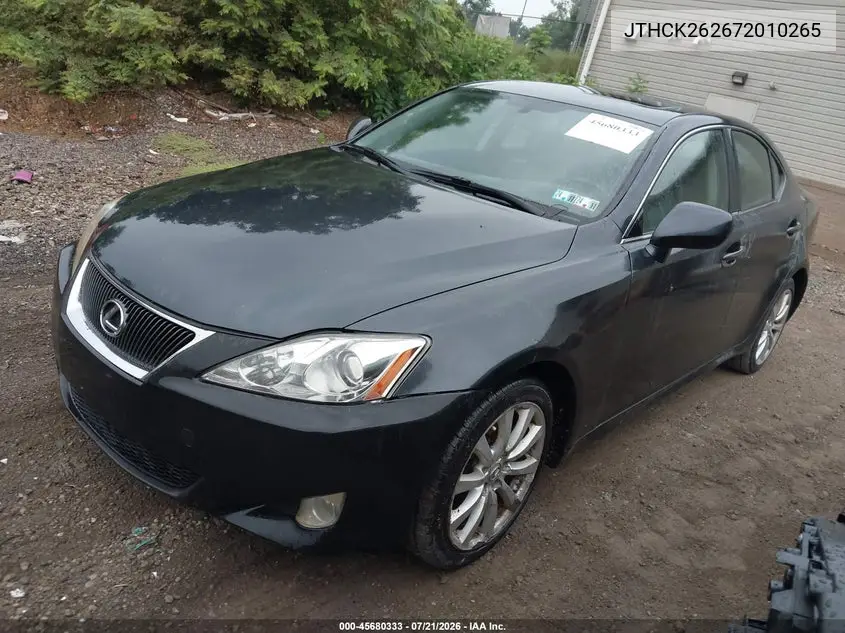 2007 Lexus Is 250 VIN: JTHCK262672010265 Lot: 45680333