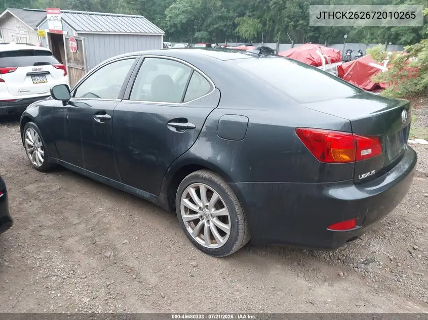 2007 Lexus Is 250 VIN: JTHCK262672010265 Lot: 45680333