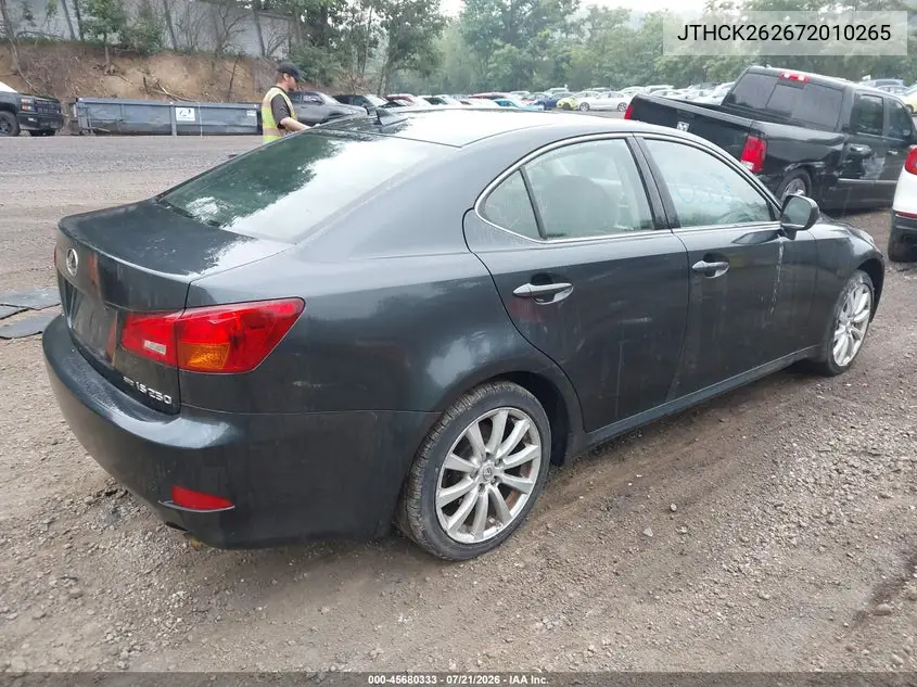 2007 Lexus Is 250 VIN: JTHCK262672010265 Lot: 45680333