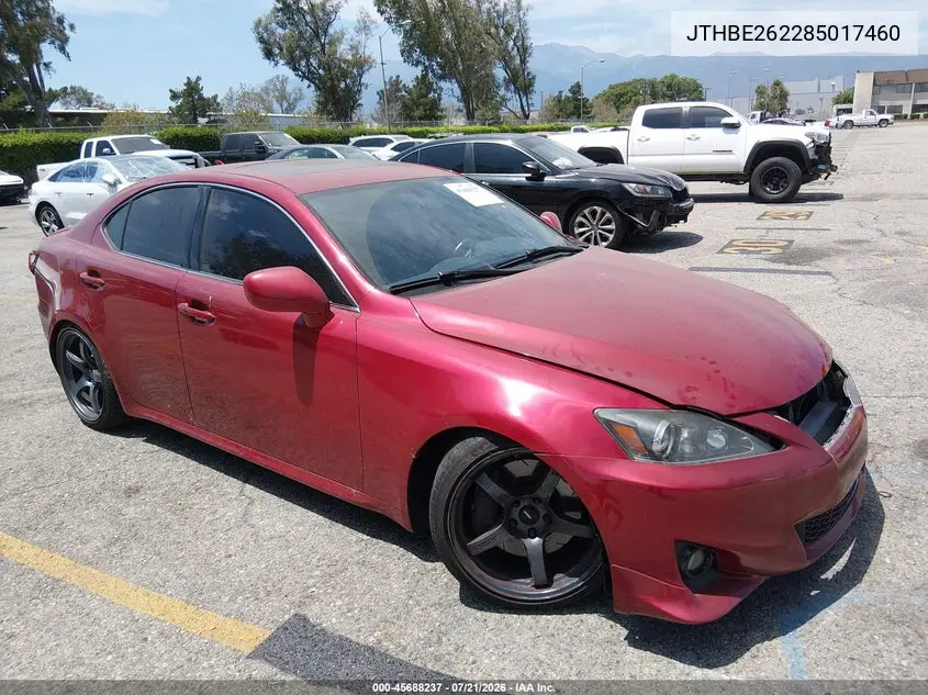 2008 Lexus Is 350 VIN: JTHBE262285017460 Lot: 45688237