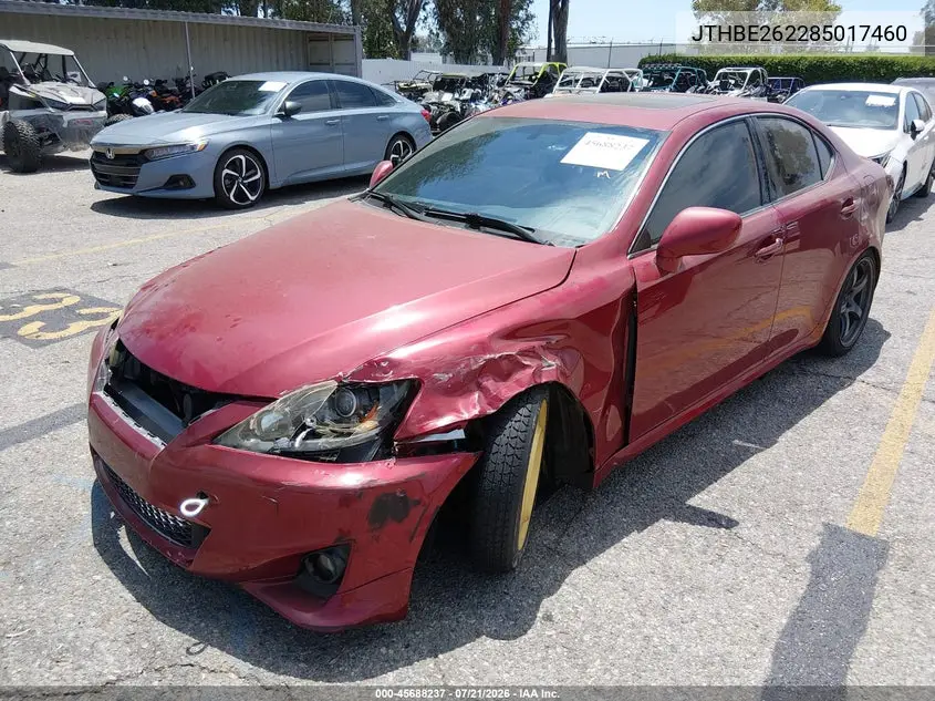 2008 Lexus Is 350 VIN: JTHBE262285017460 Lot: 45688237