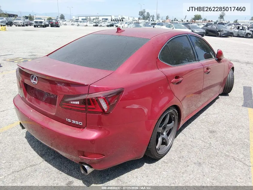 2008 Lexus Is 350 VIN: JTHBE262285017460 Lot: 45688237