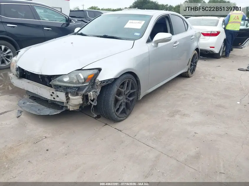 2011 Lexus Is 250 VIN: JTHBF5C22B5139701 Lot: 45622391