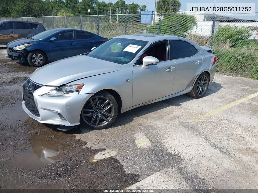 2016 Lexus Is 200T VIN: JTHBA1D28G5011752 Lot: 45508023