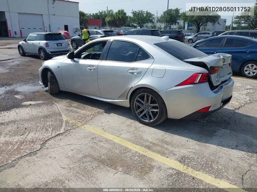 2016 Lexus Is 200T VIN: JTHBA1D28G5011752 Lot: 45508023