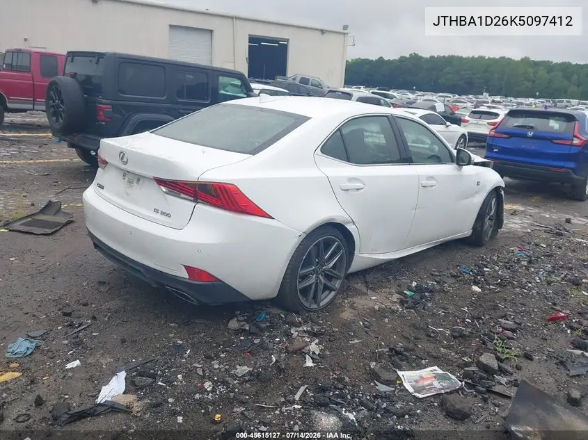 2019 Lexus Is 300 VIN: JTHBA1D26K5097412 Lot: 45615127