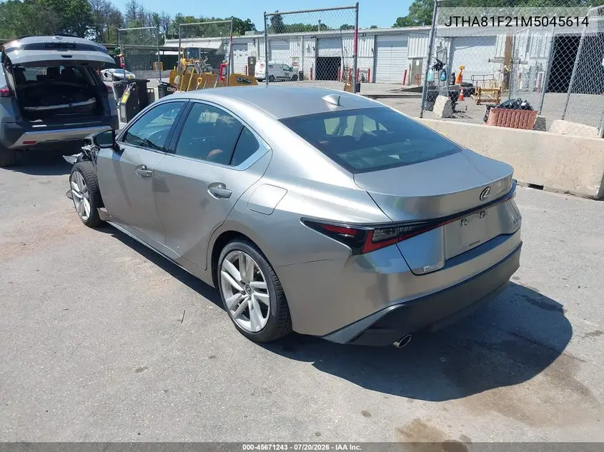 2021 Lexus Is 300 VIN: JTHA81F21M5045614 Lot: 45671243