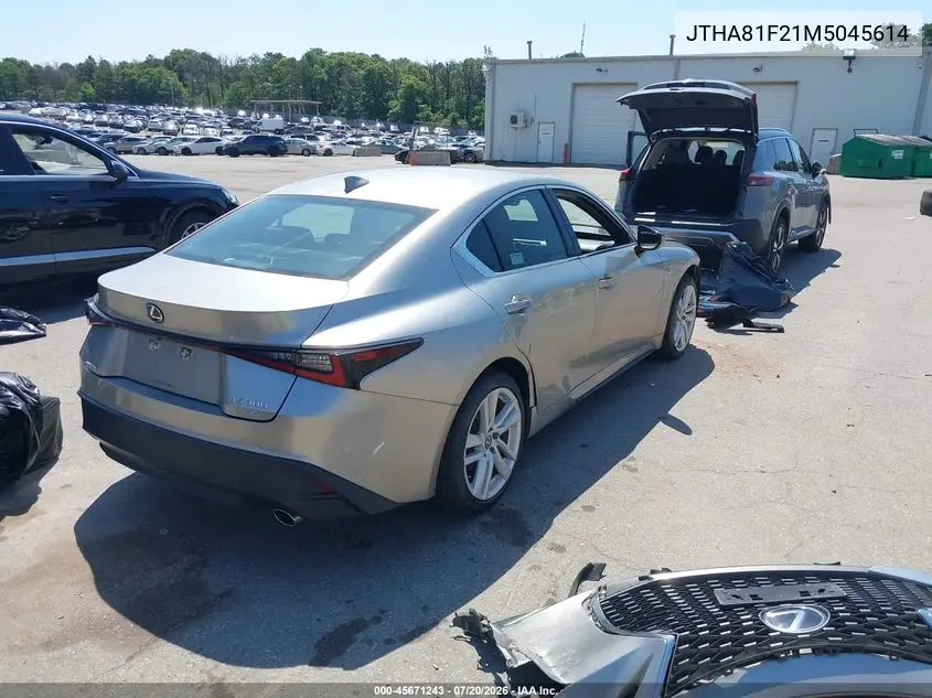 2021 Lexus Is 300 VIN: JTHA81F21M5045614 Lot: 45671243