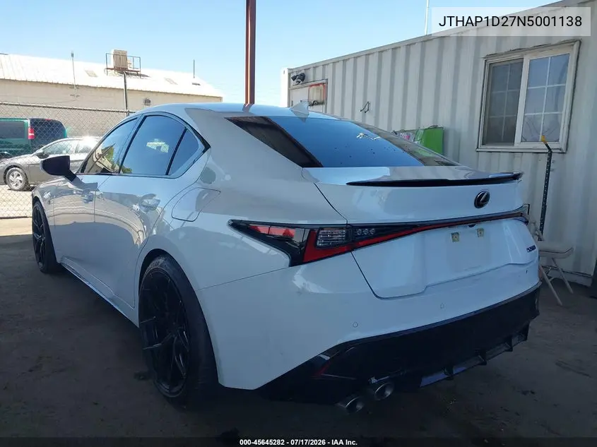 2022 Lexus Is 500 F Sport Performance Premium VIN: JTHAP1D27N5001138 Lot: 45645282