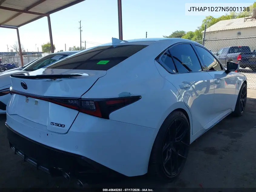 2022 Lexus Is 500 F Sport Performance Premium VIN: JTHAP1D27N5001138 Lot: 45645282
