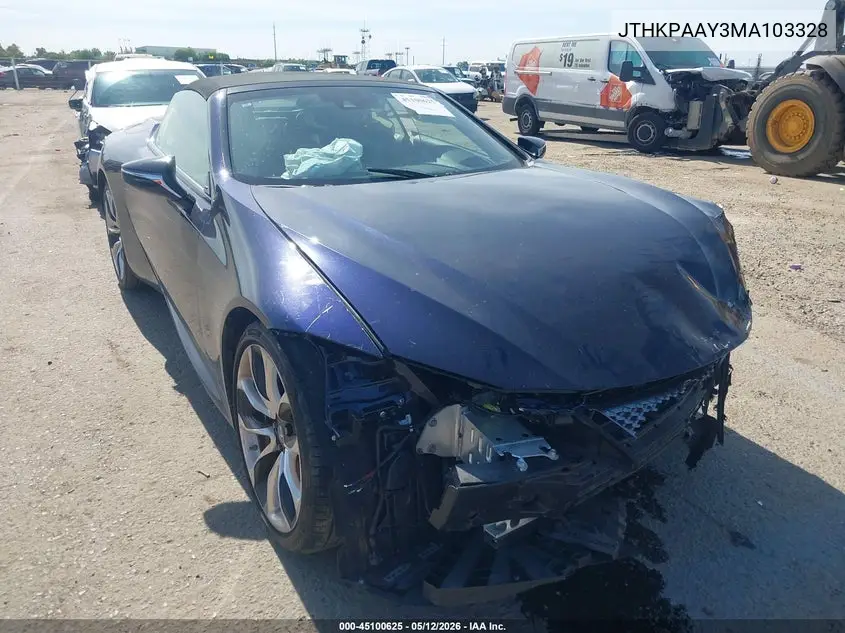 2021 Lexus Lc 500 VIN: JTHKPAAY3MA103328 Lot: 45100625