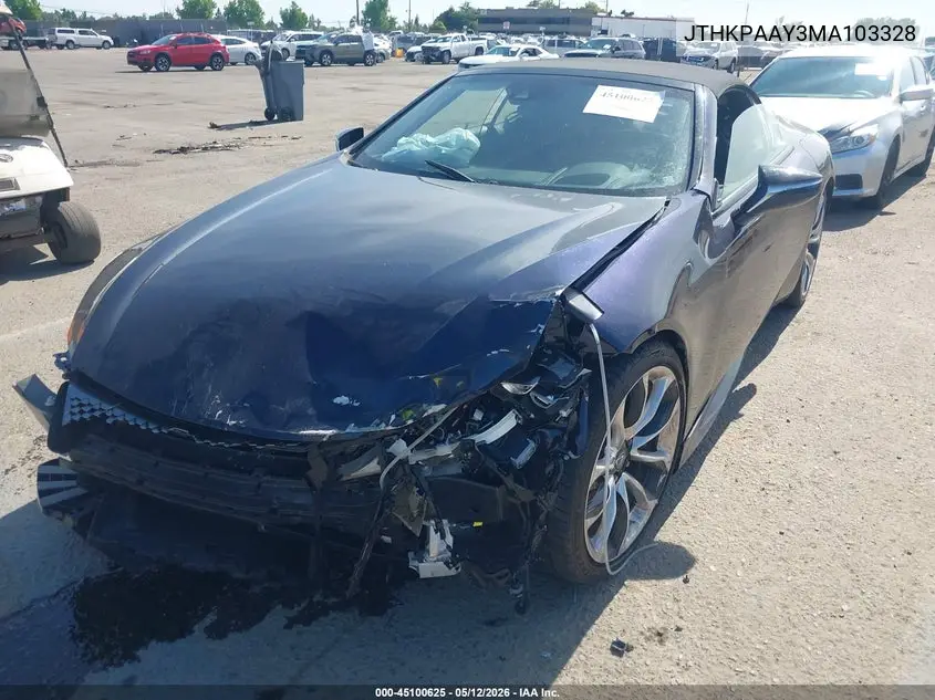 2021 Lexus Lc 500 VIN: JTHKPAAY3MA103328 Lot: 45100625