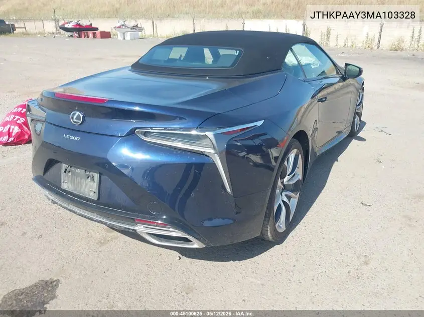 2021 Lexus Lc 500 VIN: JTHKPAAY3MA103328 Lot: 45100625