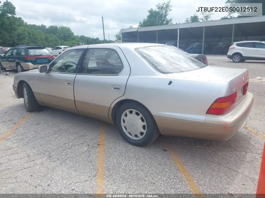 1995 Lexus Ls 400 VIN: JT8UF22E0S0012512 Lot: 45359538