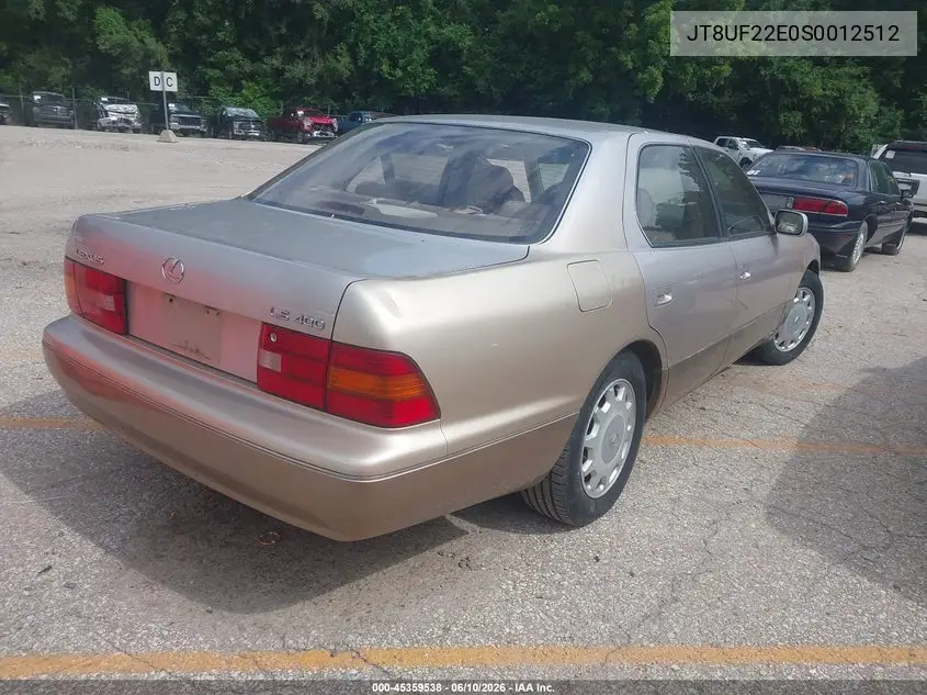 1995 Lexus Ls 400 VIN: JT8UF22E0S0012512 Lot: 45359538