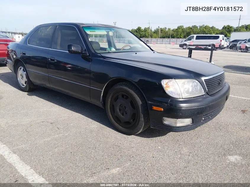 2000 Lexus Ls 400 VIN: JT8BH28F4Y0181572 Lot: 45627581