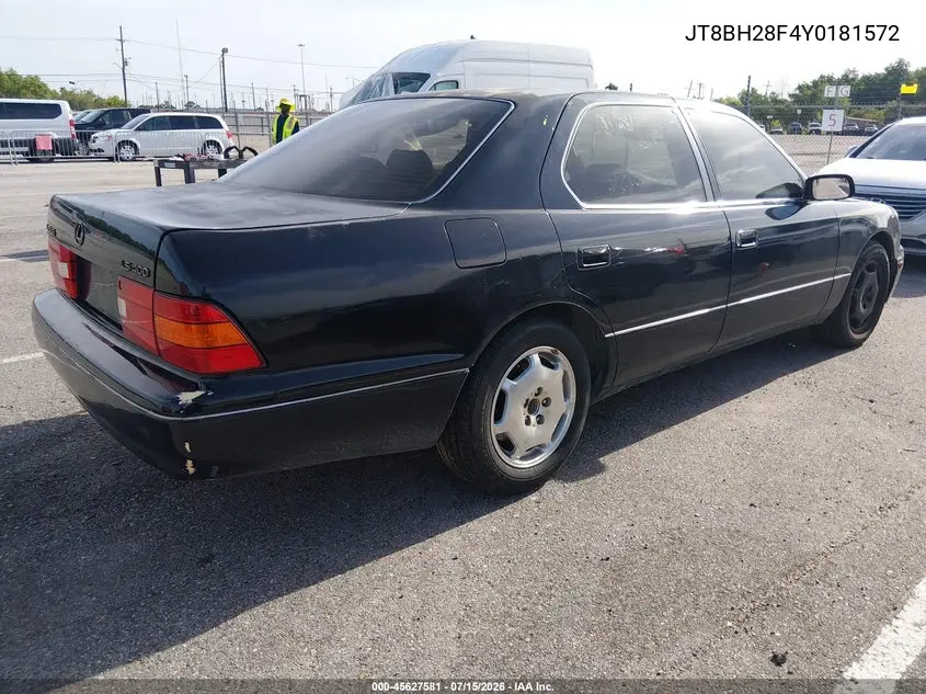 2000 Lexus Ls 400 VIN: JT8BH28F4Y0181572 Lot: 45627581