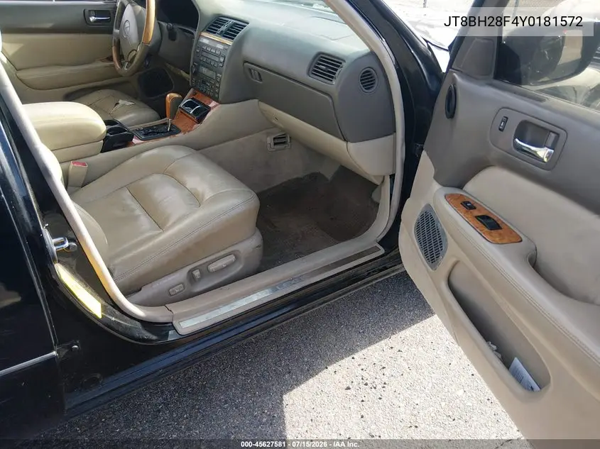 2000 Lexus Ls 400 VIN: JT8BH28F4Y0181572 Lot: 45627581
