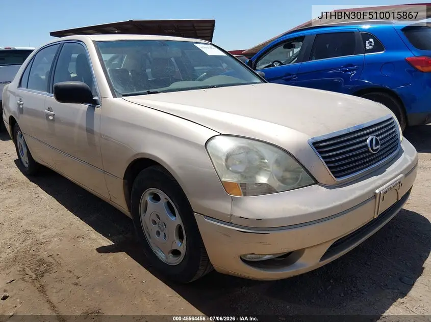2001 Lexus Ls 430 VIN: JTHBN30F510015867 Lot: 45564456