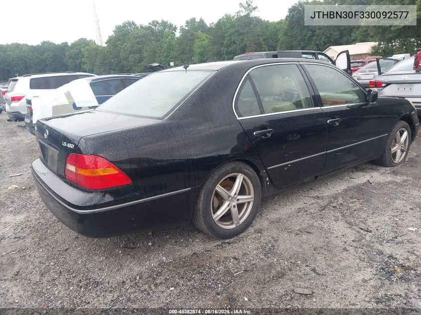 2003 Lexus Ls 430 VIN: JTHBN30F330092577 Lot: 45382874