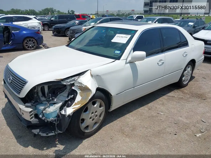 2003 Lexus Ls 430 VIN: JTHBN30FX30115580 Lot: 45436516