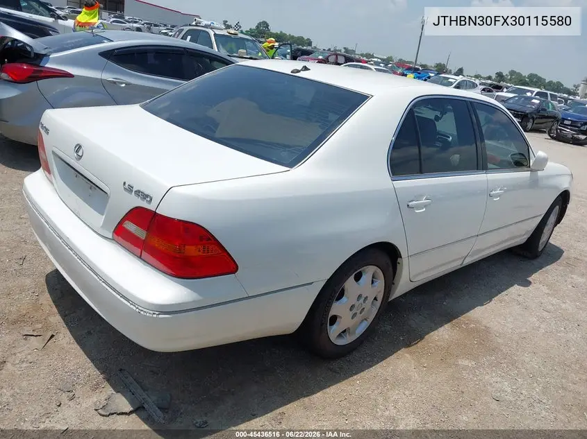 2003 Lexus Ls 430 VIN: JTHBN30FX30115580 Lot: 45436516
