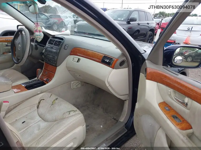 2003 Lexus Ls 430 VIN: JTHBN30F630094078 Lot: 45542997