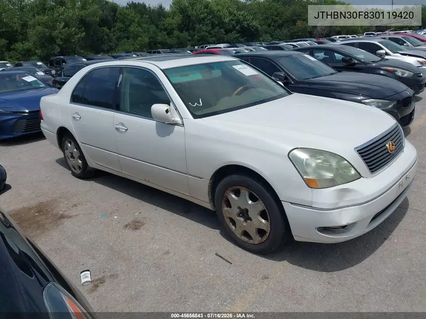 2003 Lexus Ls 430 VIN: JTHBN30F830119420 Lot: 45656843