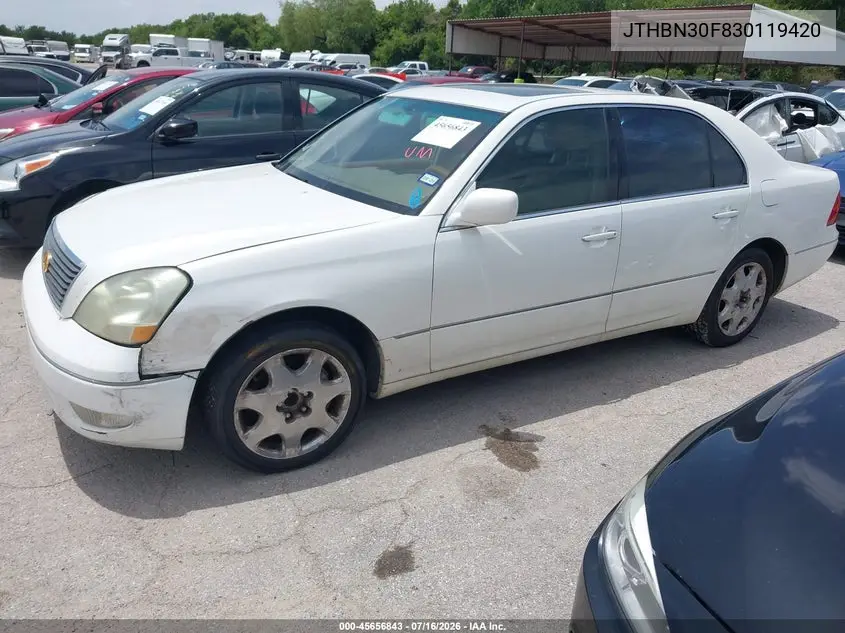 2003 Lexus Ls 430 VIN: JTHBN30F830119420 Lot: 45656843