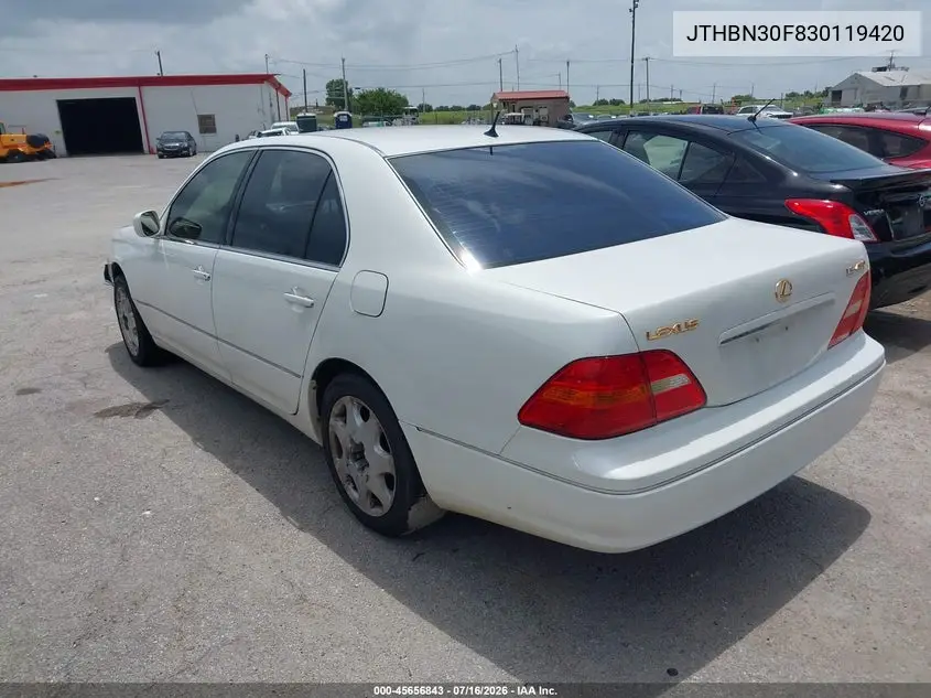 2003 Lexus Ls 430 VIN: JTHBN30F830119420 Lot: 45656843