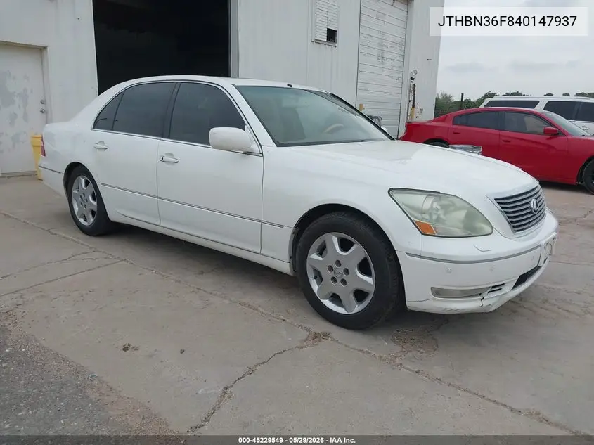 2004 Lexus Ls 430 VIN: JTHBN36F840147937 Lot: 45229549