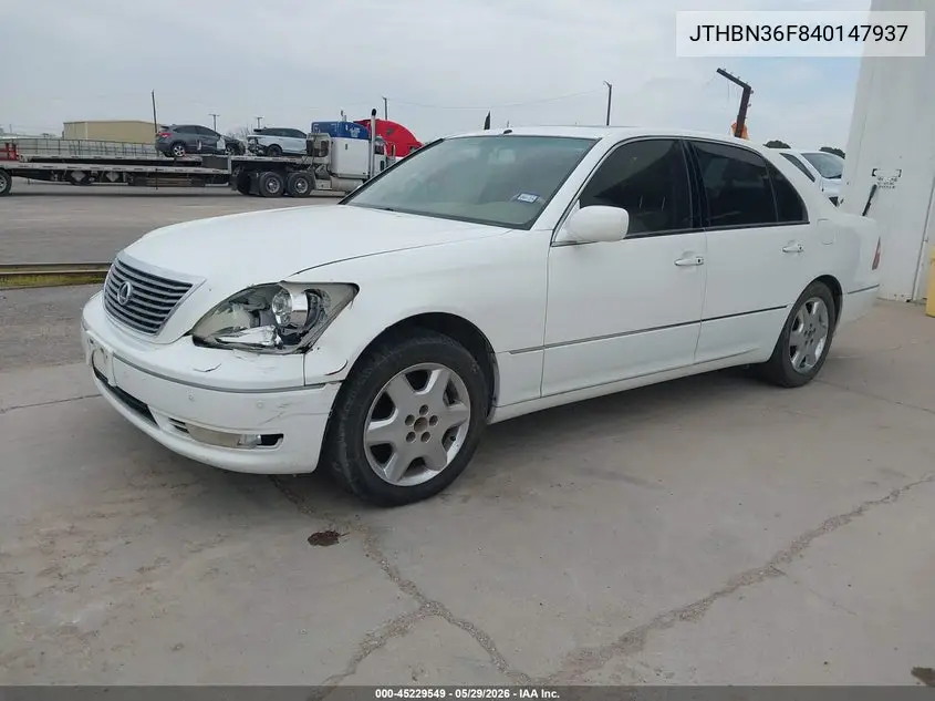 2004 Lexus Ls 430 VIN: JTHBN36F840147937 Lot: 45229549