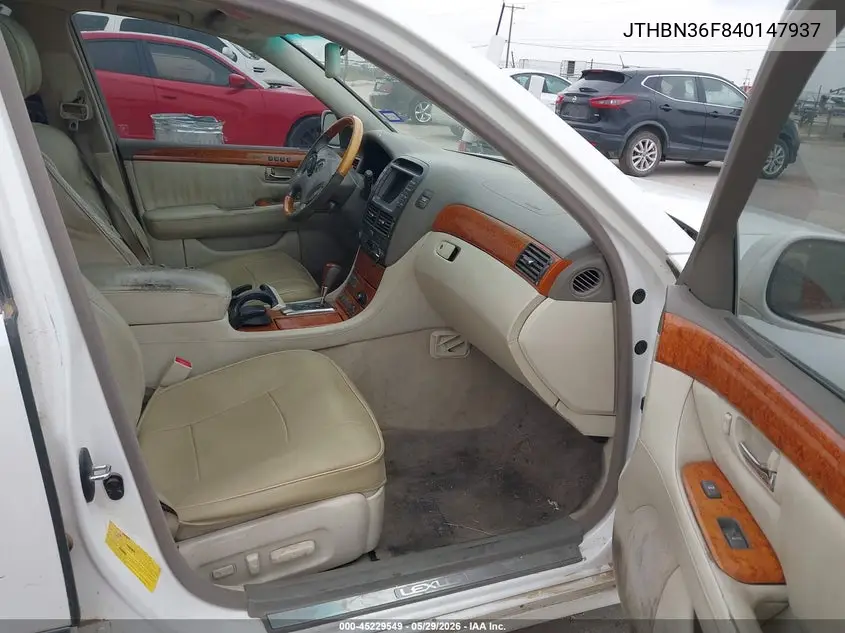 2004 Lexus Ls 430 VIN: JTHBN36F840147937 Lot: 45229549