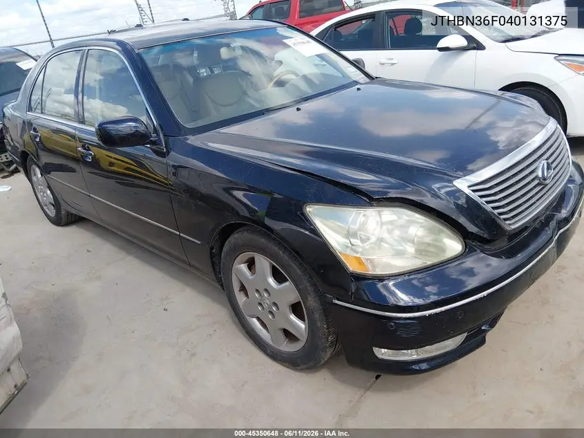 2004 Lexus Ls 430 VIN: JTHBN36F040131375 Lot: 45350648