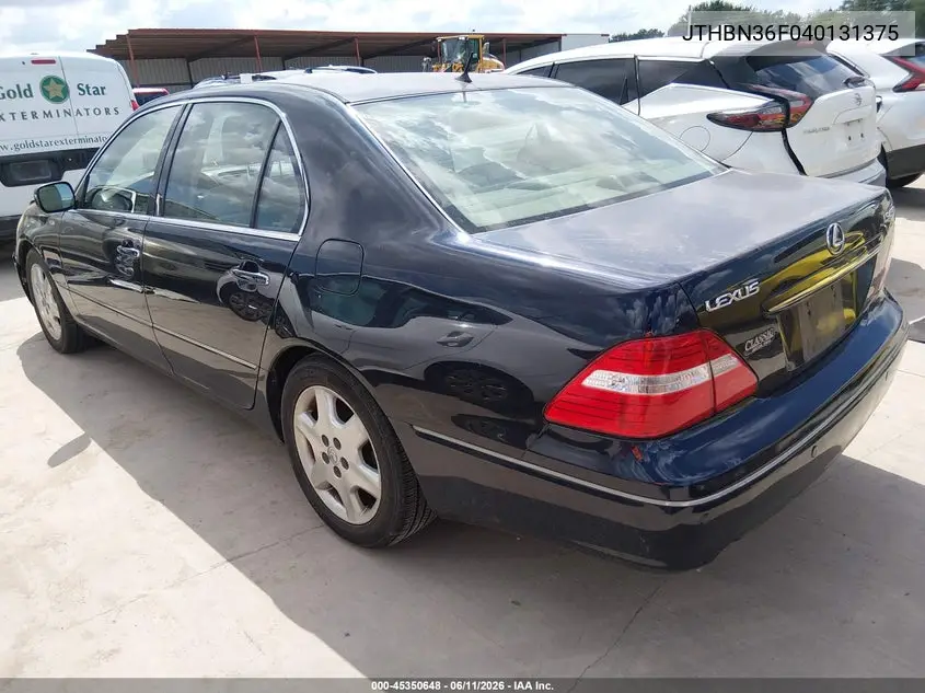 2004 Lexus Ls 430 VIN: JTHBN36F040131375 Lot: 45350648